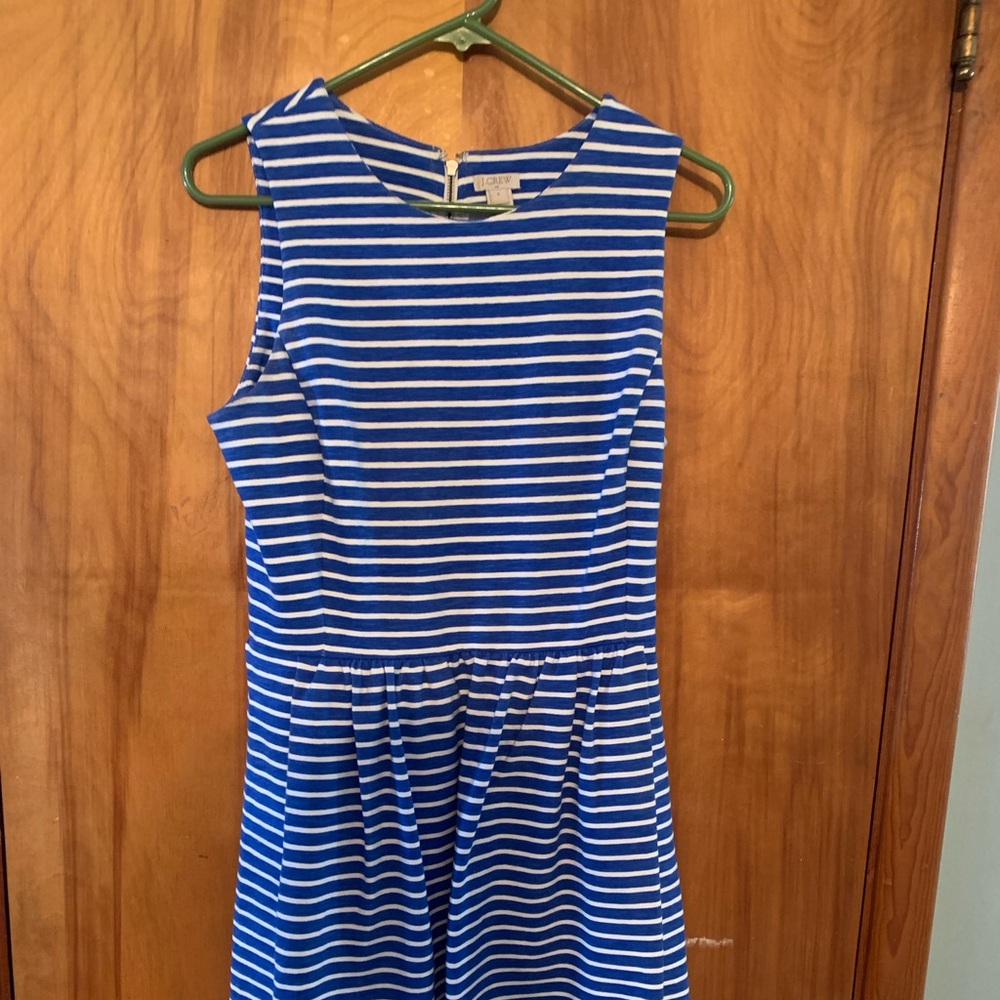 J. Crew Factory blue and white striped tank dress